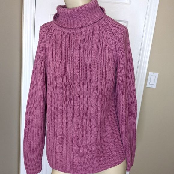Vintage Sweaters - Vintage cable knit chunky pink sweater